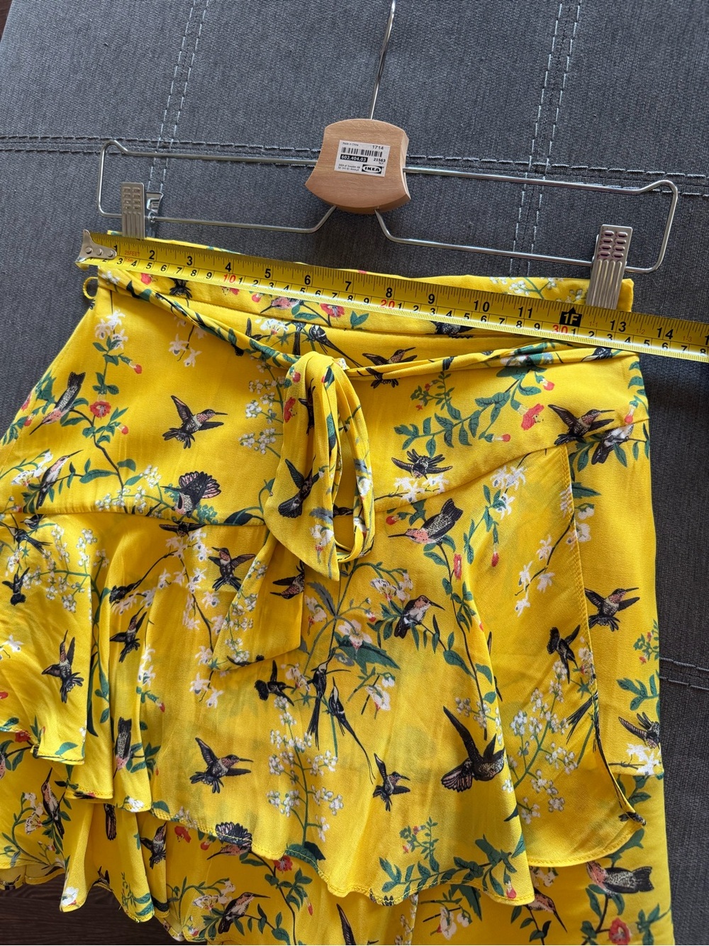 Oasis Hermione Yellow Bird & Floral Wrap Ruffle Skirt – Size 4 - Picture 6 of 8